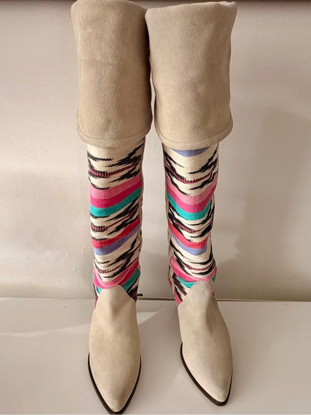 ISABEL MARANT Over-the-Knee Lorey Boot in Multicolor & Ecru